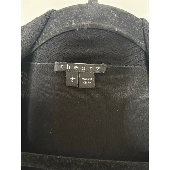 Theory Black Open Front Draped Cardigan Lightweight Sweater Women’s Size Large - Picture 3 of 6